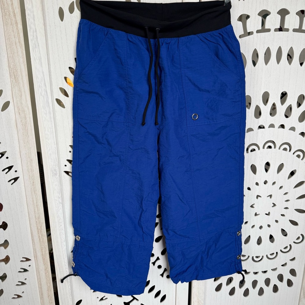 Blue Fish | Juniors L | Y2K Windbreaker Capri Pants Elastic Waist | Cinch Hem